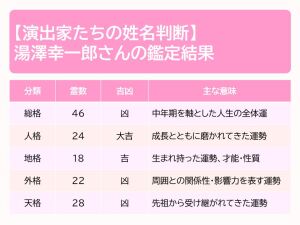 湯澤幸一郎さんの鑑定結果